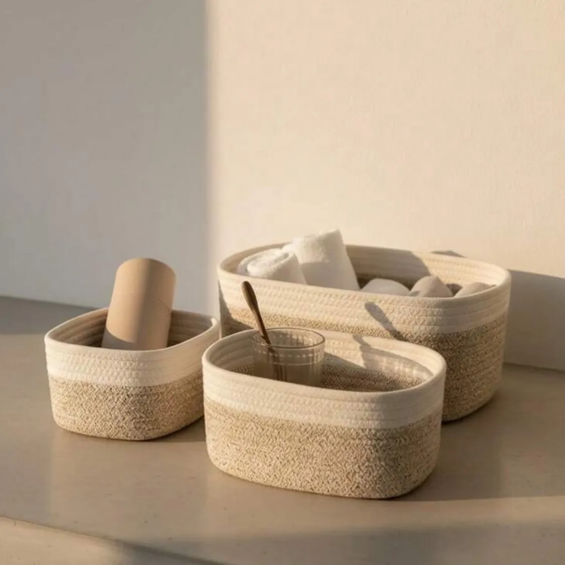 Woven Home Storage Baskets Set