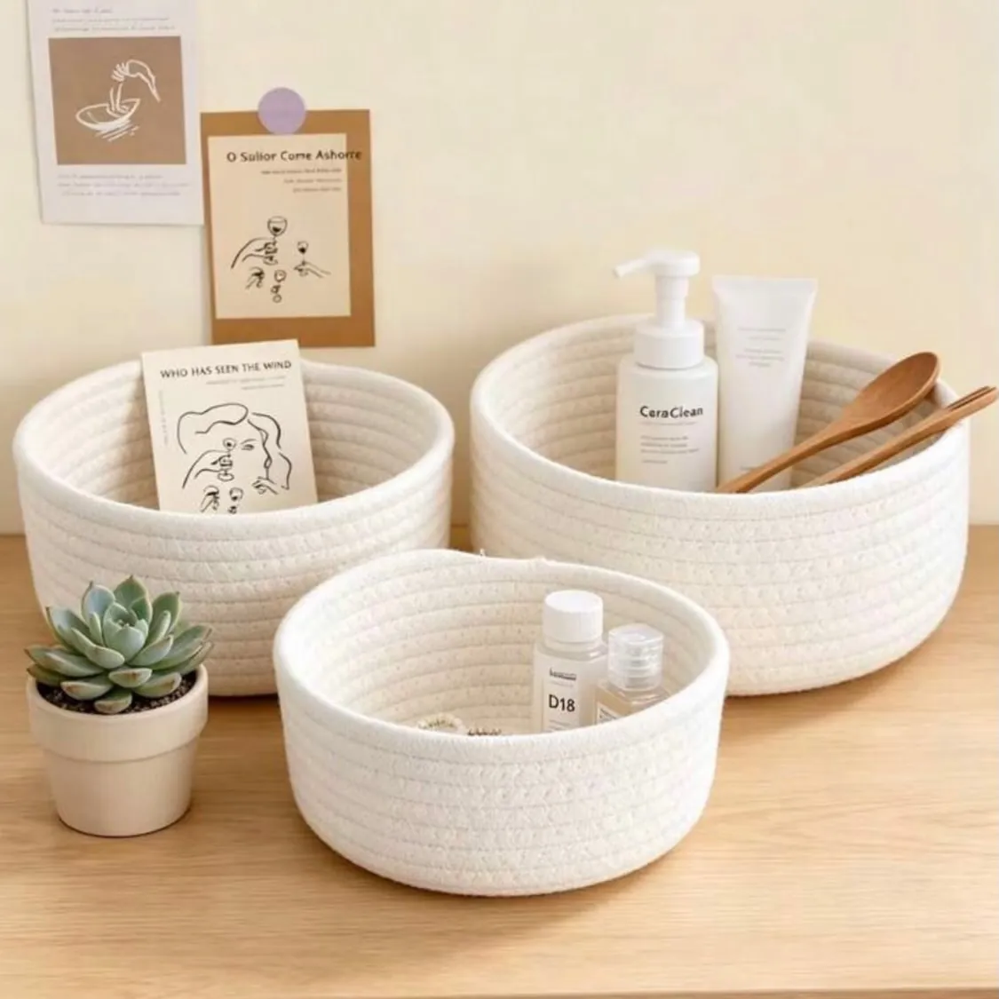 Woven Home Storage Baskets Set