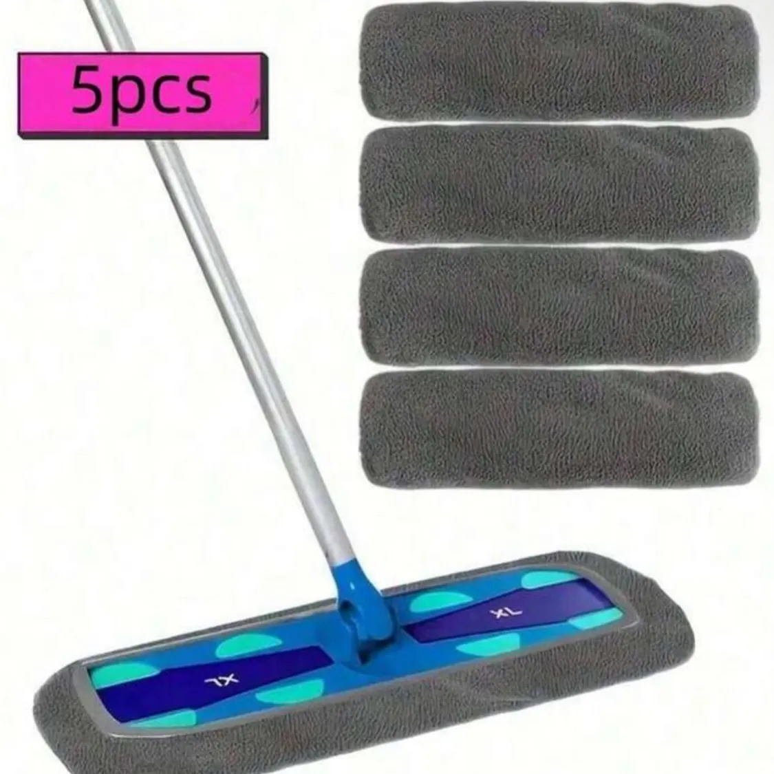 Flat Mop Set with 5 Microfiber Pads