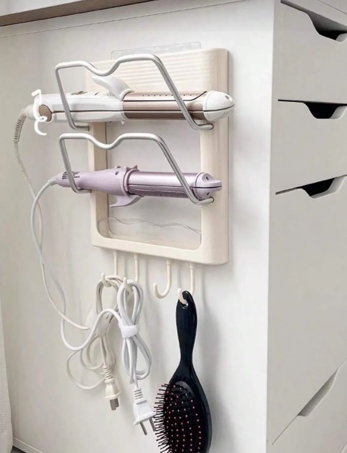Wall-Mounted Hair Dryer and Accessory Holder