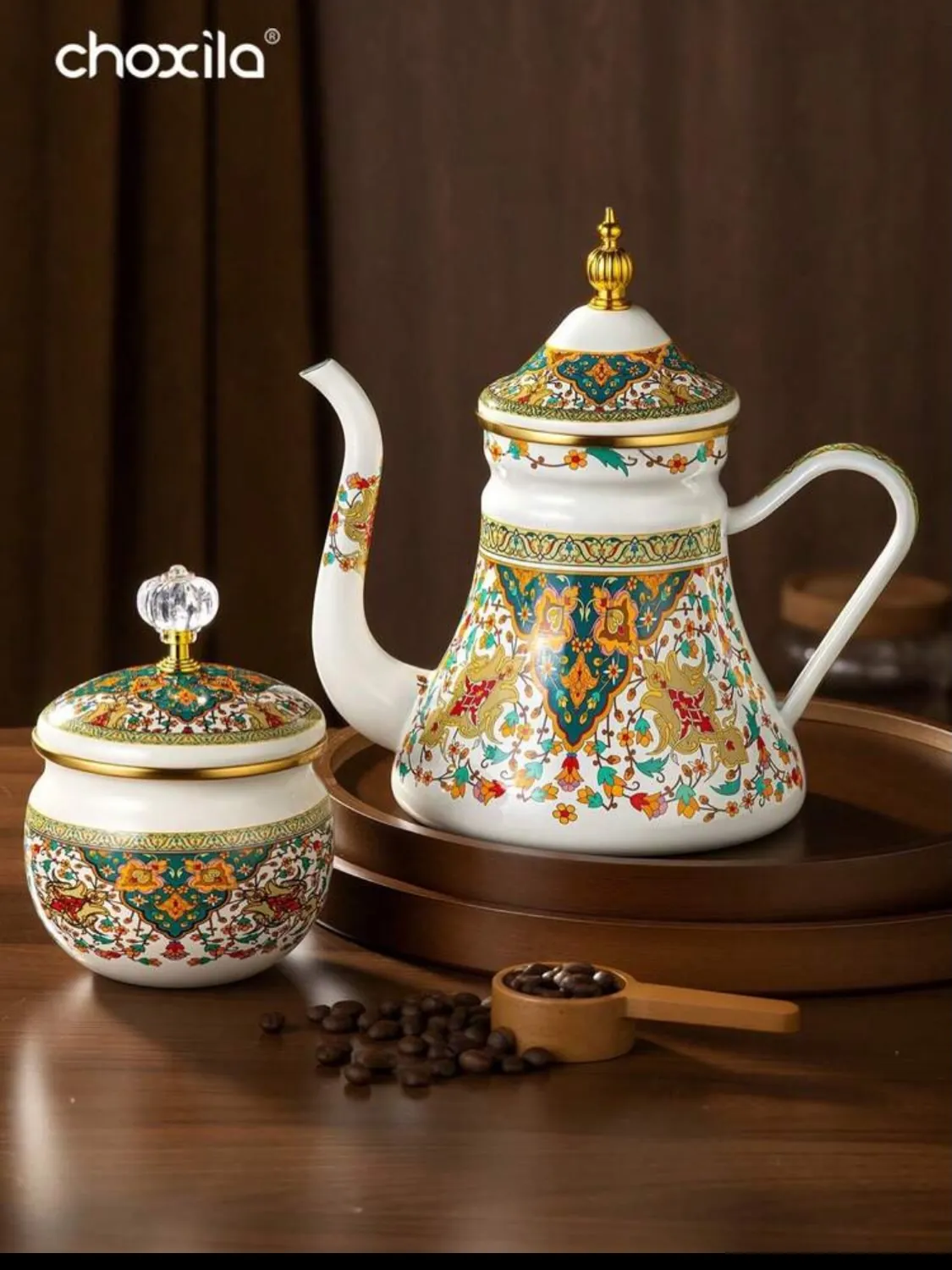 Floral Pattern Teapot and Kettle Set