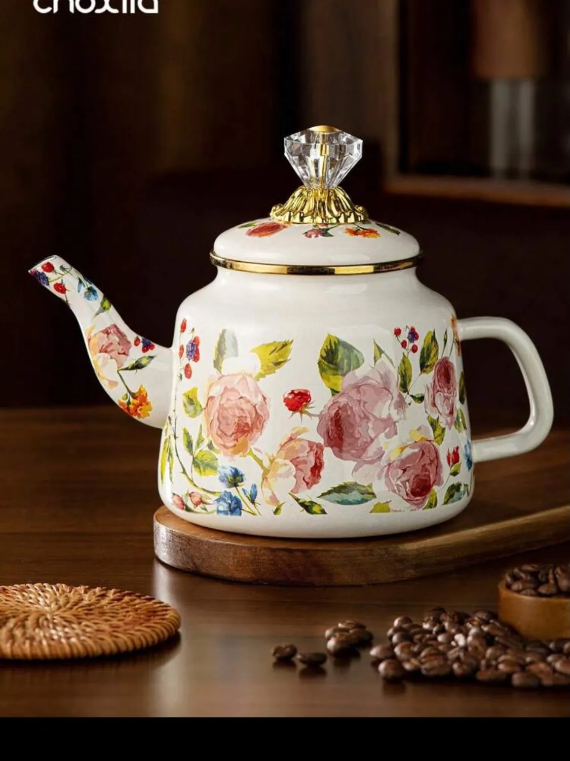 Floral Pattern Teapot and Kettle Set
