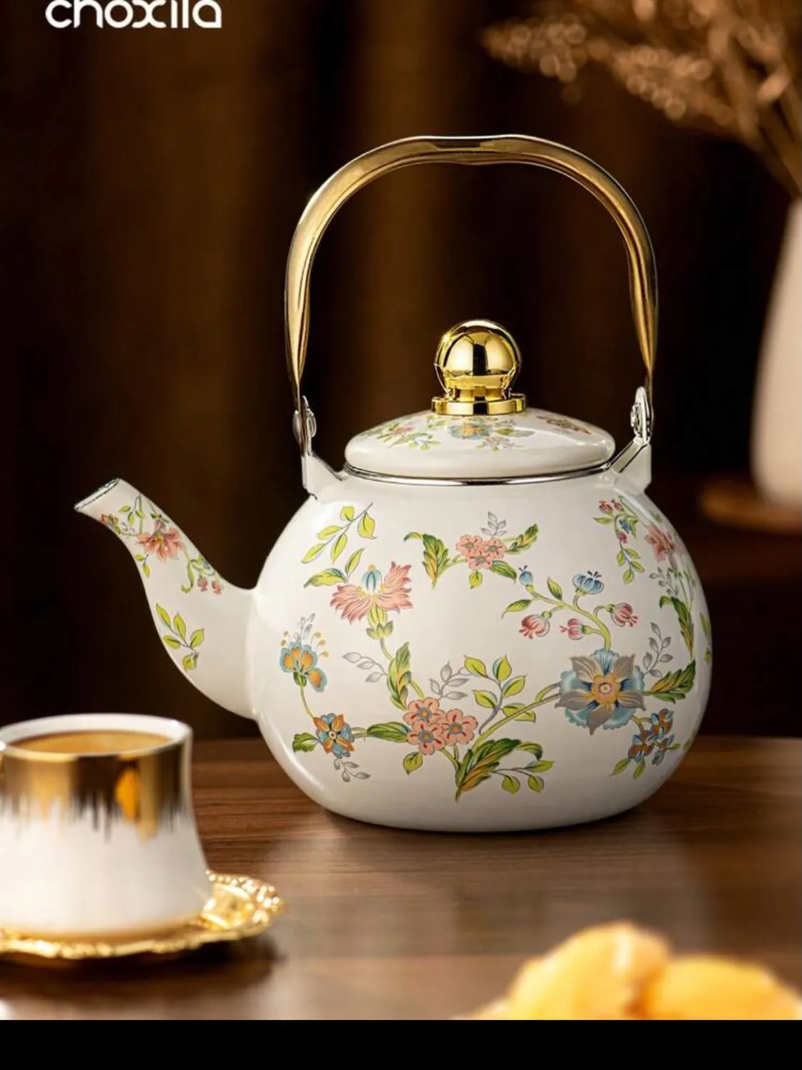 Floral Pattern Teapot and Kettle Set