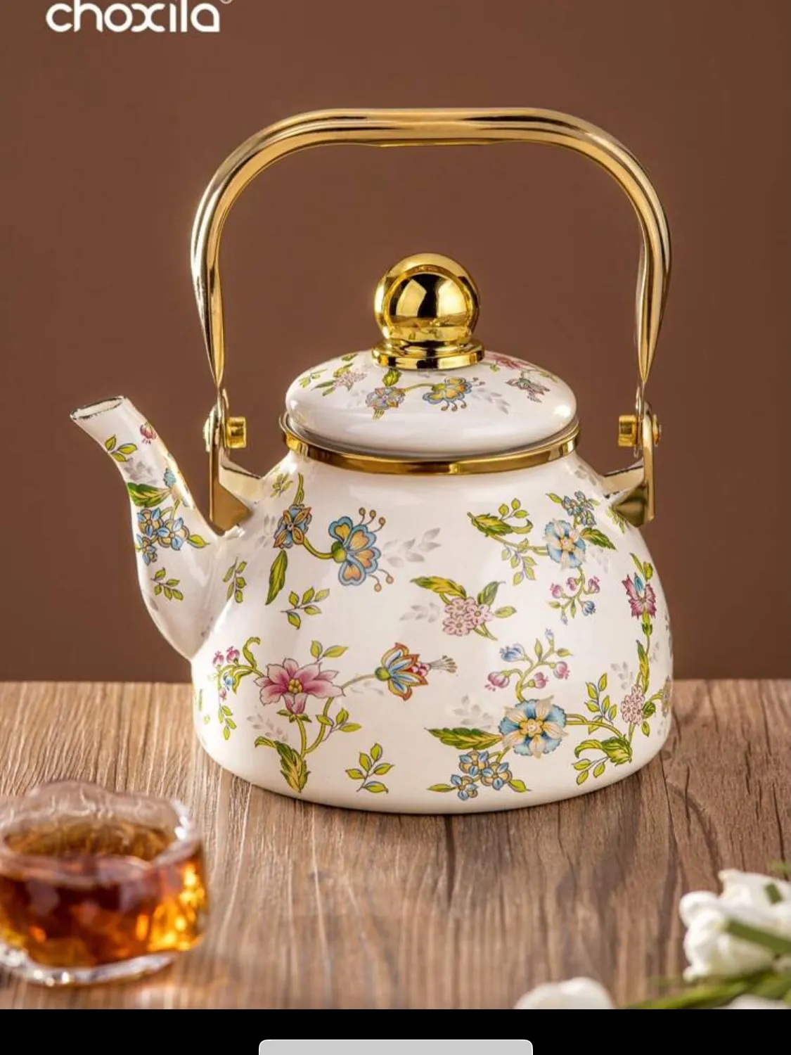 Floral Pattern Teapot and Kettle Set