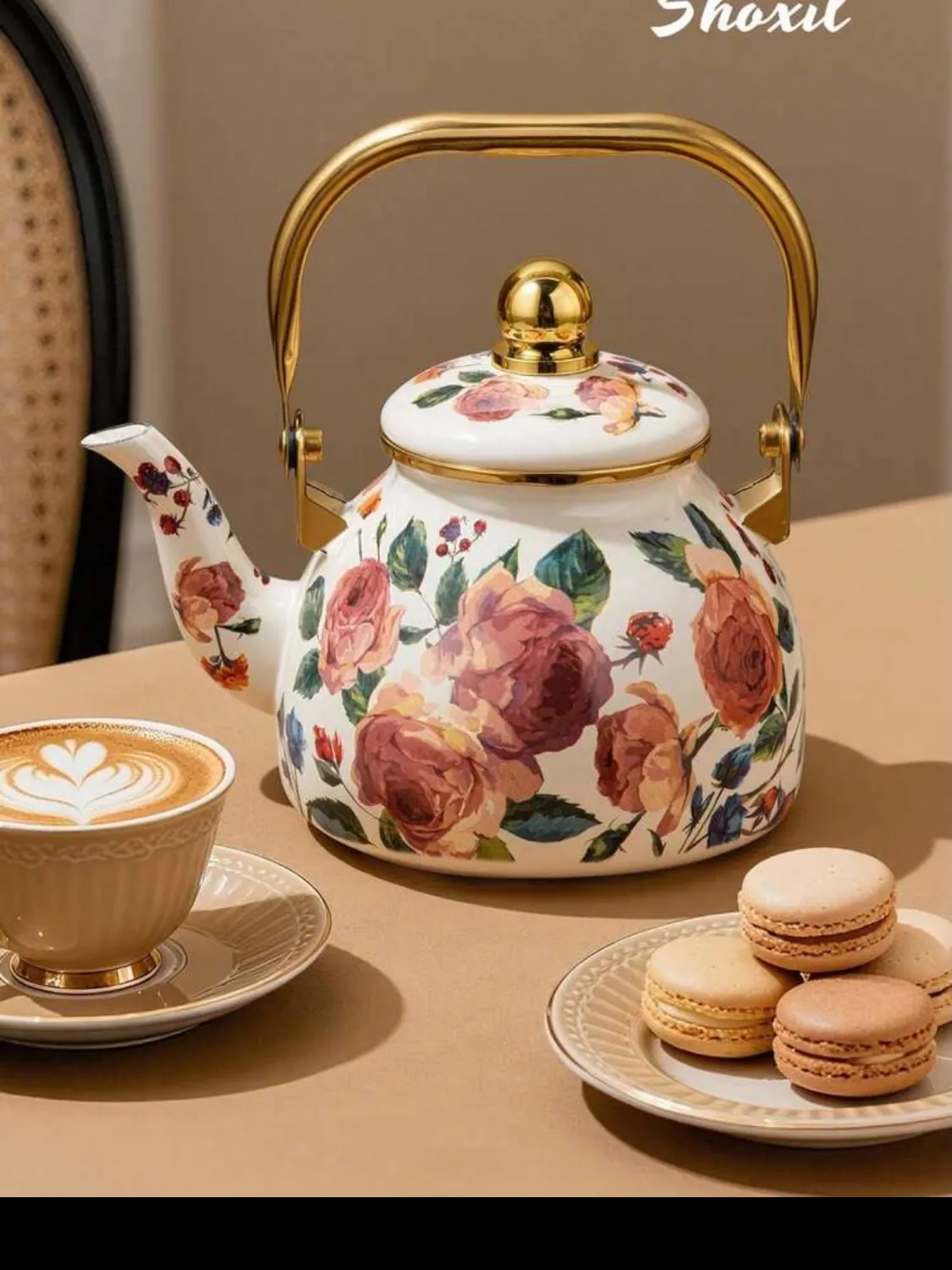 Floral Pattern Teapot and Kettle Set