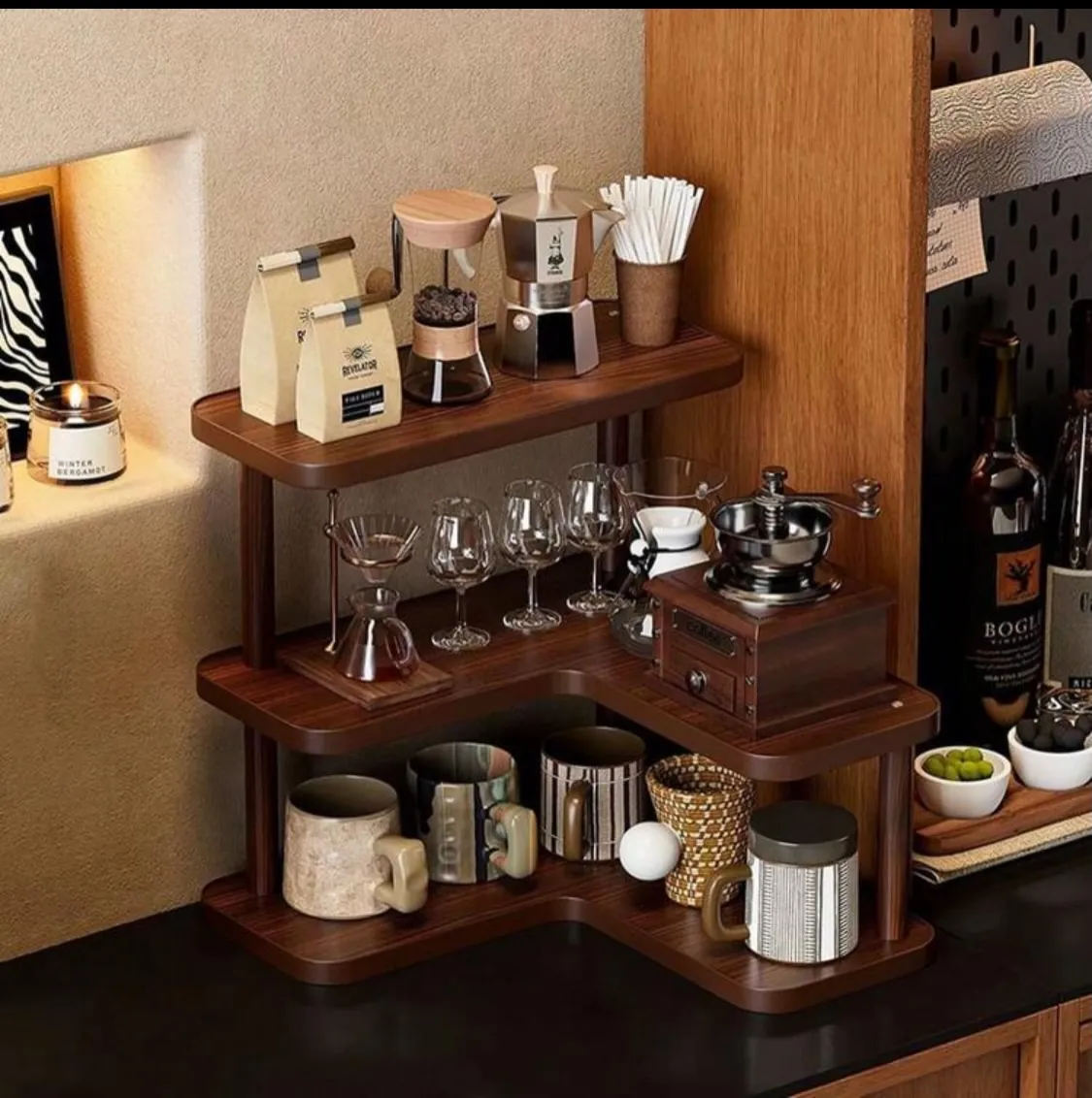 Wooden Coffee Station Organizer