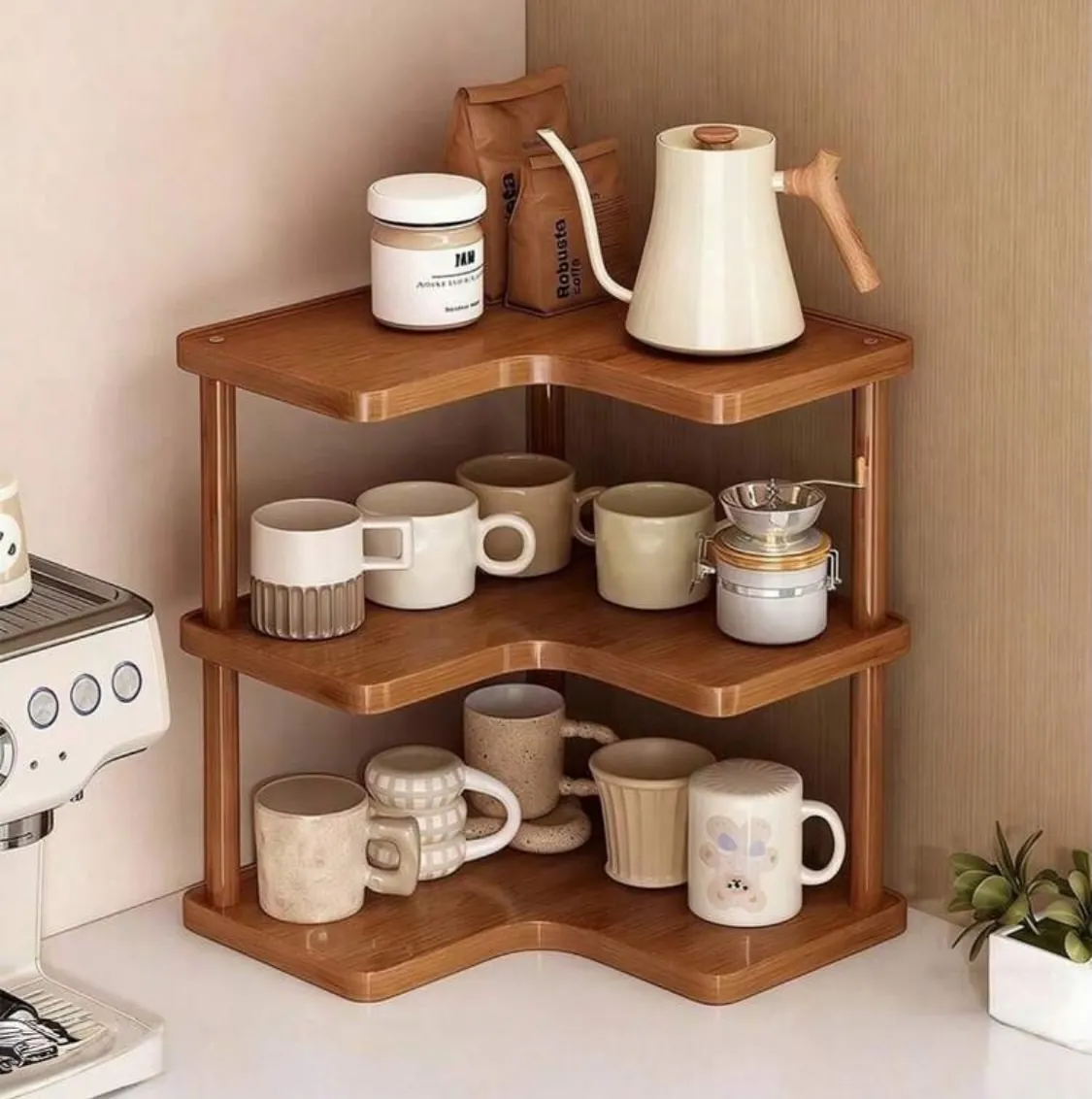 Wooden Coffee Station Organizer