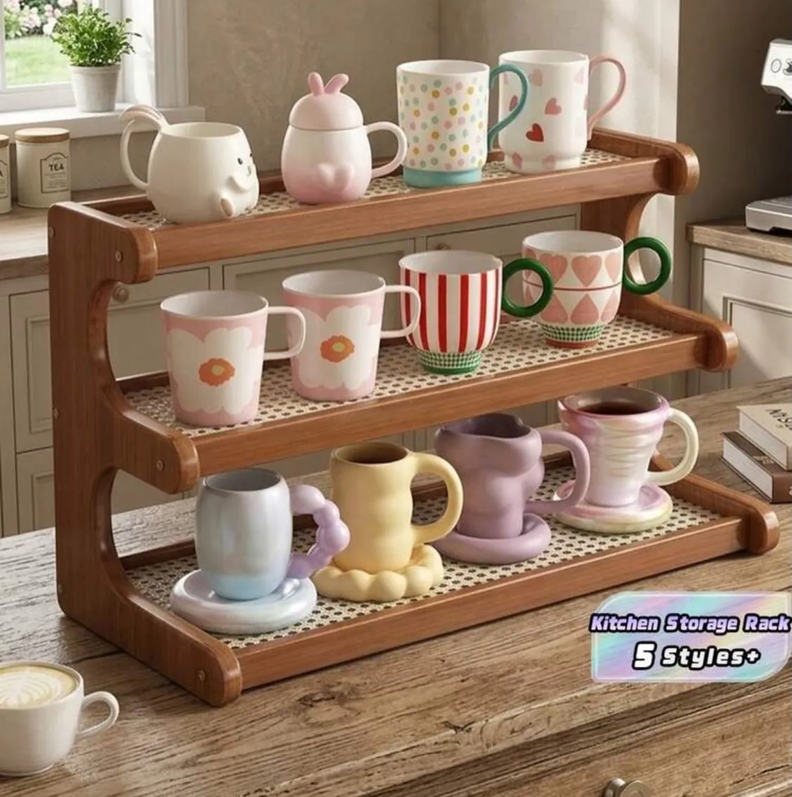 Wooden Coffee Station Organizer