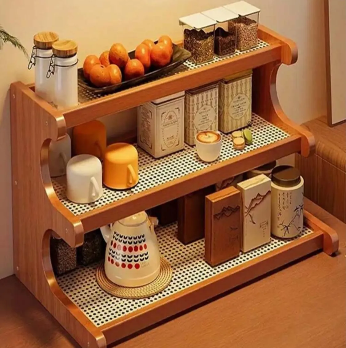 Wooden Coffee Station Organizer