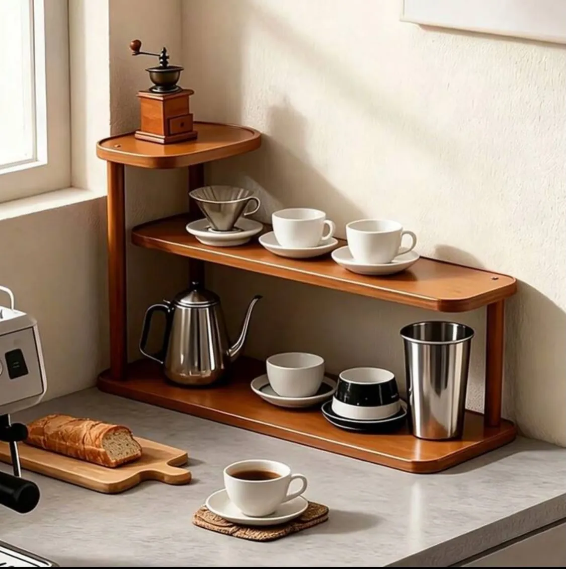 Wooden Coffee Station Organizer