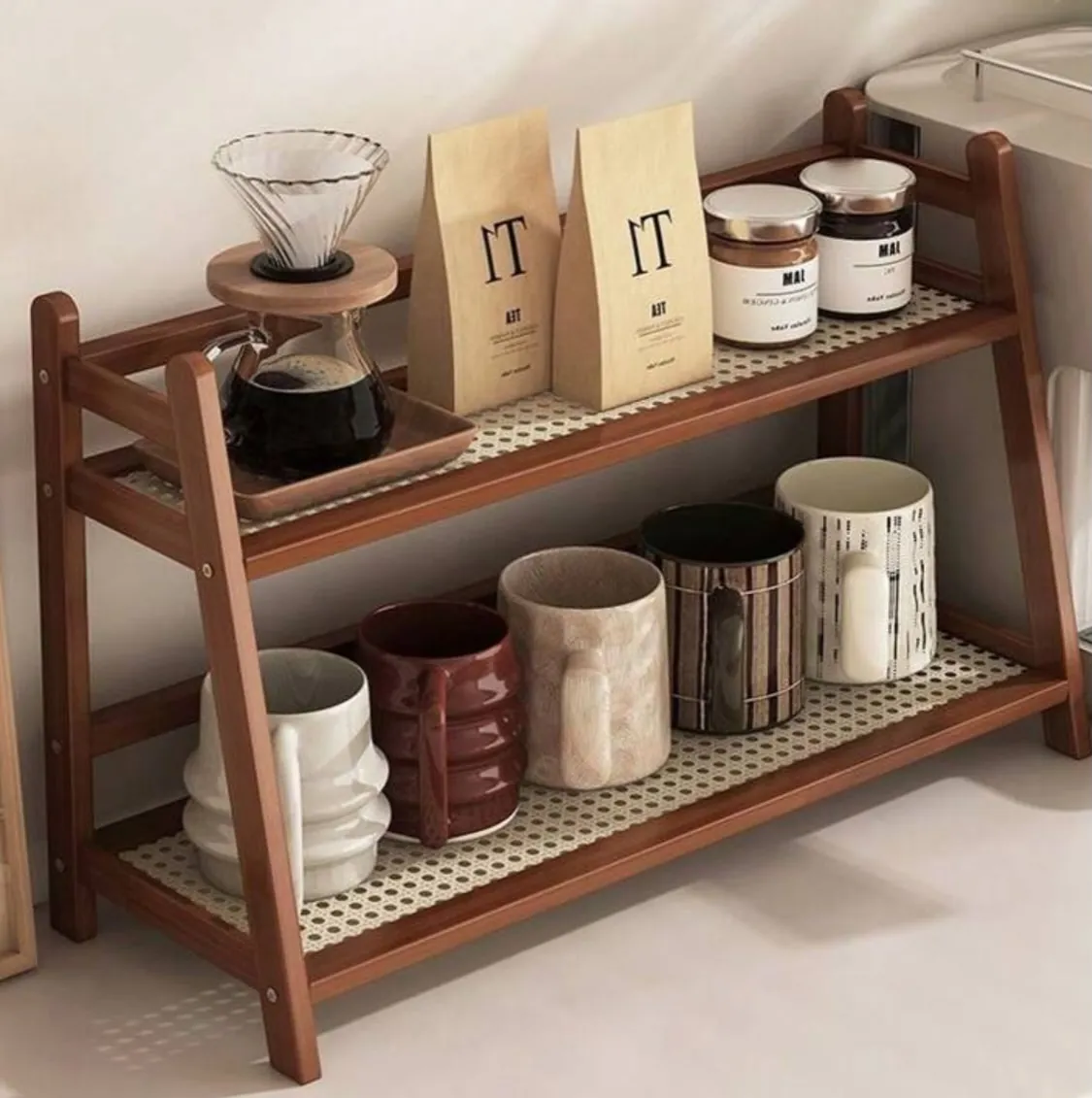 Wooden Coffee Station Organizer