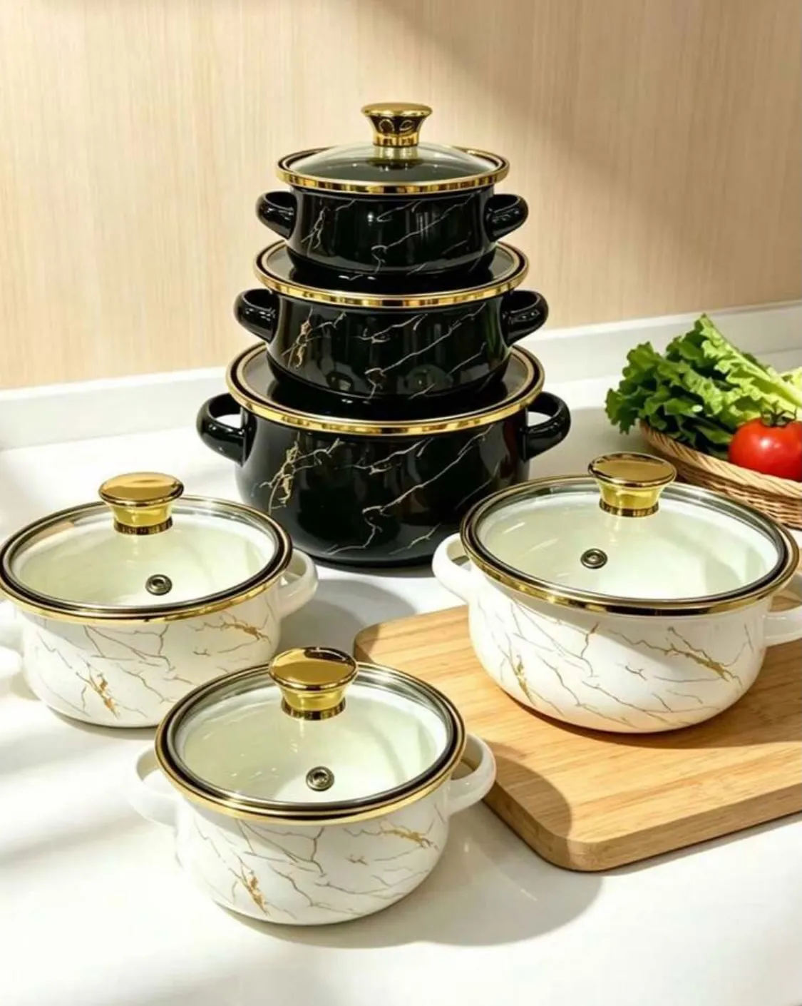 Floral Pattern Ceramic Pot Set