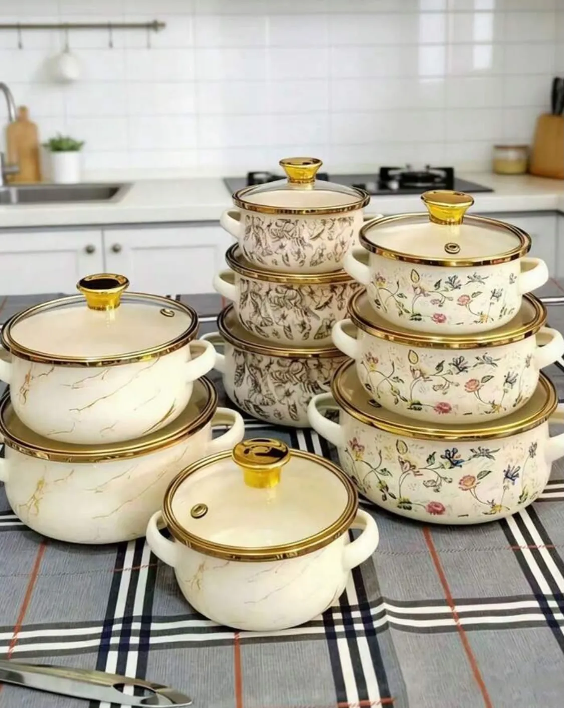 Floral Pattern Ceramic Pot Set