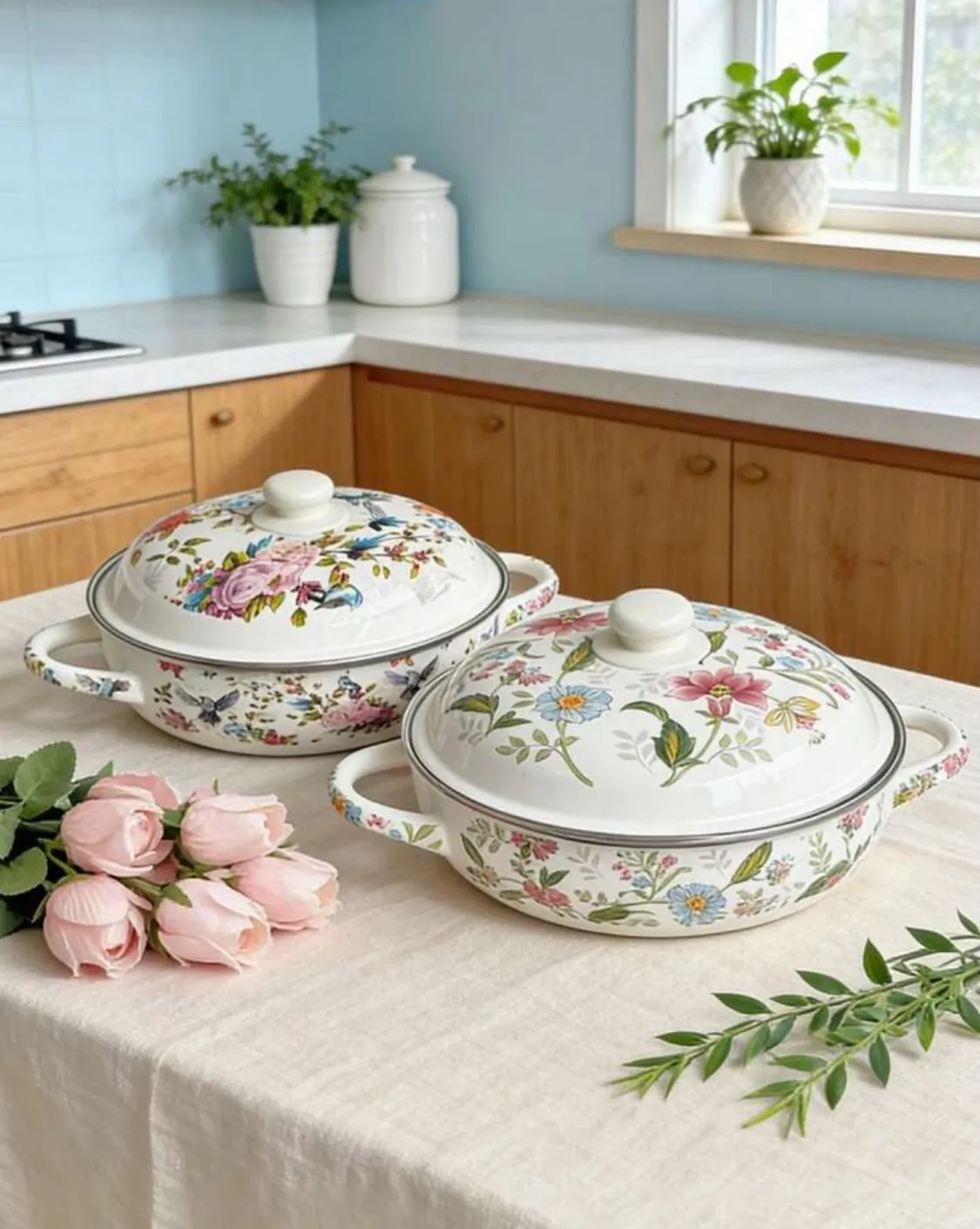 Floral Pattern Ceramic Pot Set