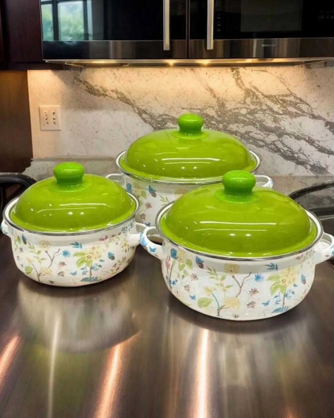 Floral Pattern Ceramic Pot Set