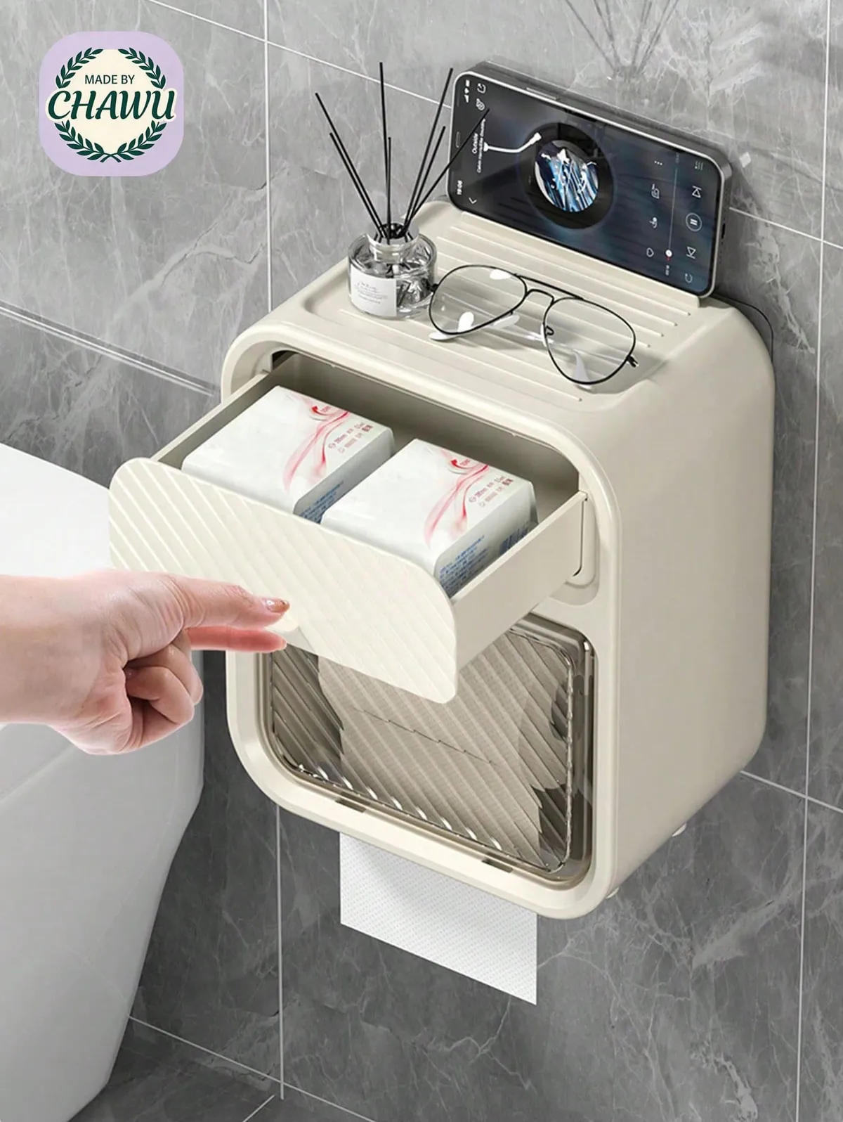 Wall-Mounted Toilet Paper Holder with Shelf