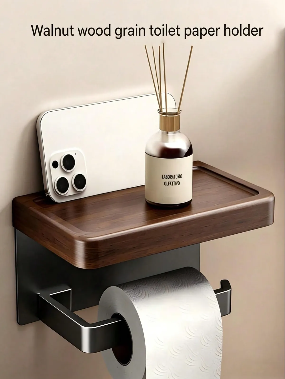 Wall-Mounted Toilet Paper Holder with Shelf