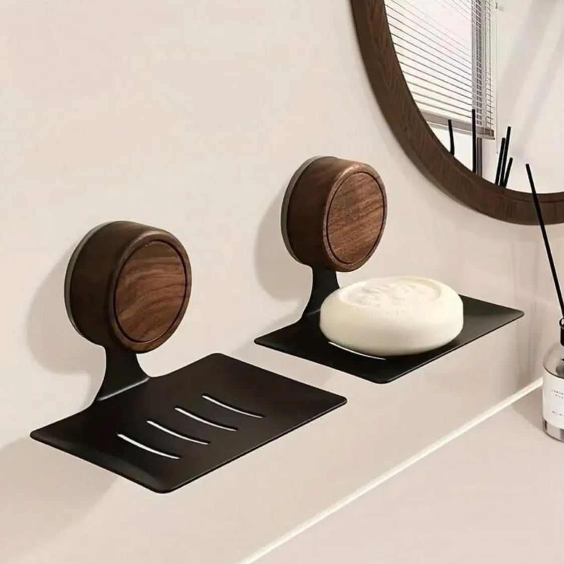 Wall-Mounted Wooden Bathroom Organizer