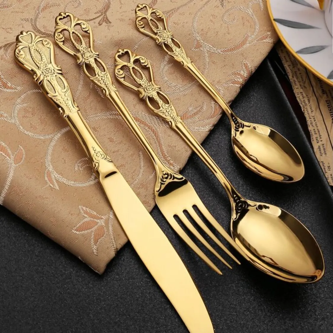 Golden Cutlery Set (Spoon and Fork)