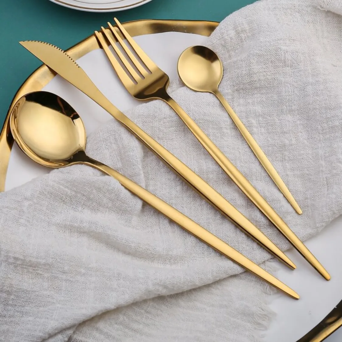 Golden Cutlery Set (Spoon and Fork)