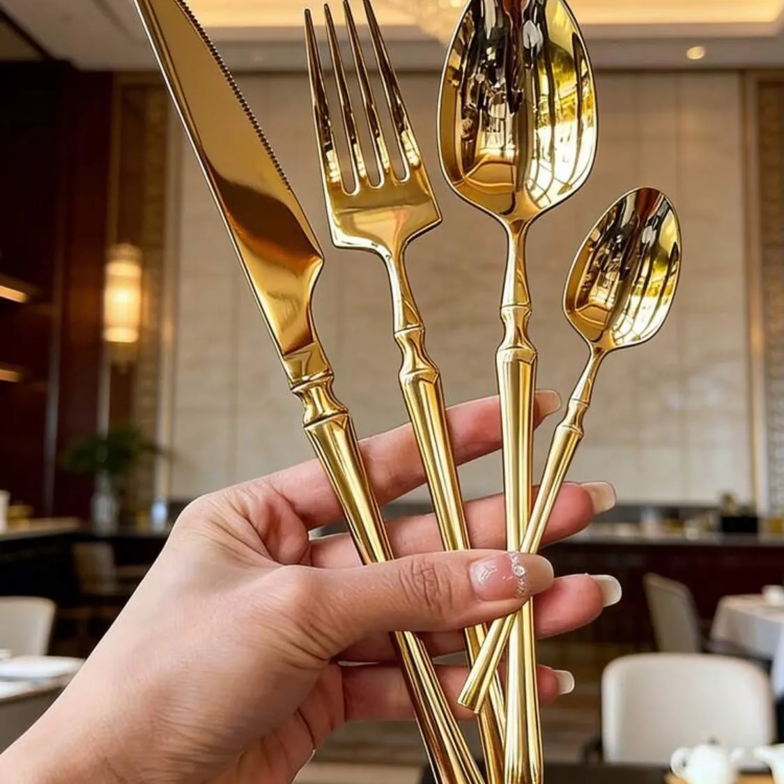 Golden Cutlery Set (Spoon and Fork)