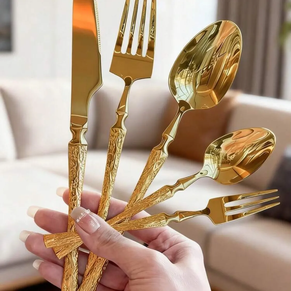 Golden Cutlery Set (Spoon and Fork)