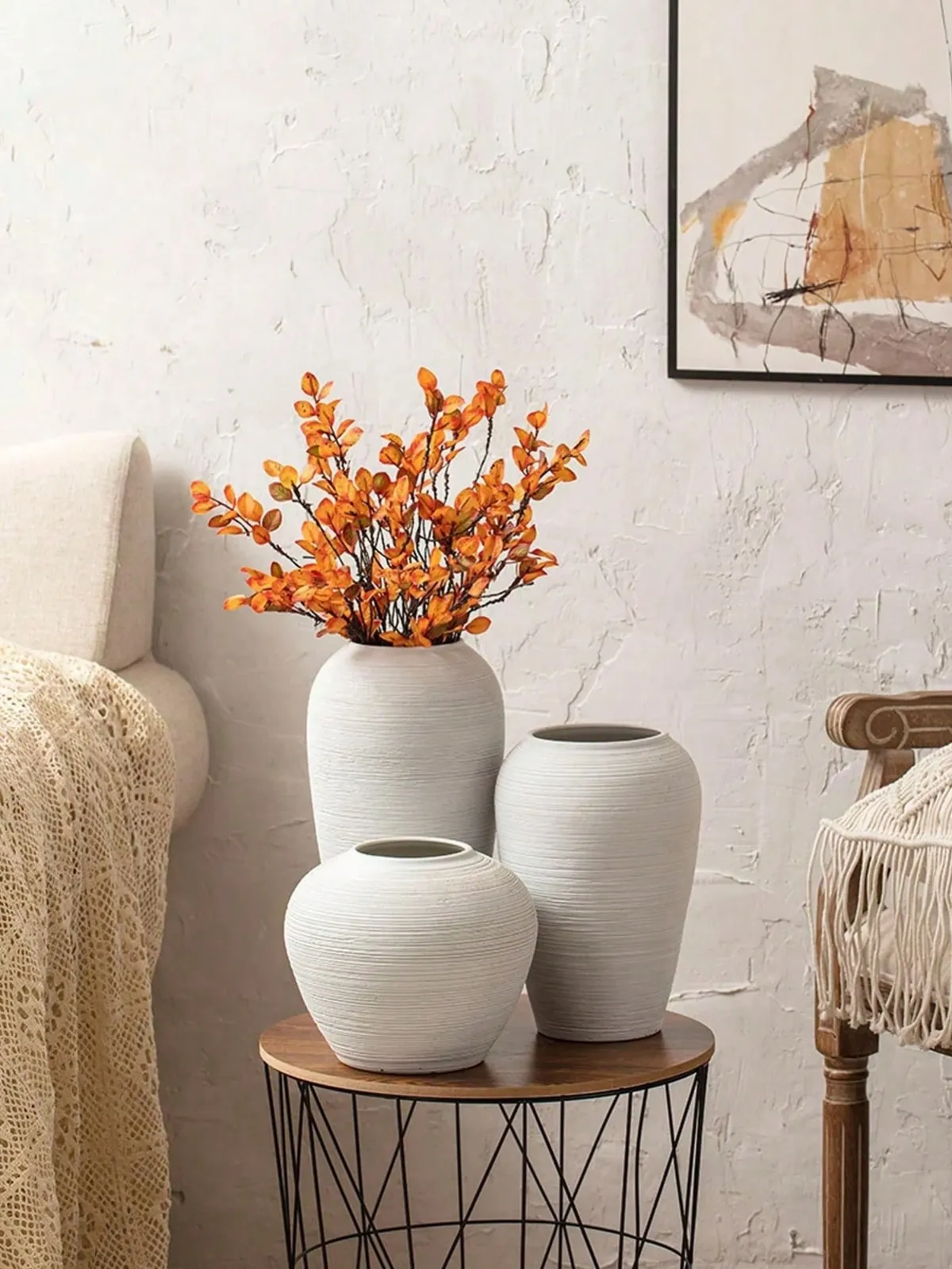 Decorative Glass Vases with Rope Wrap