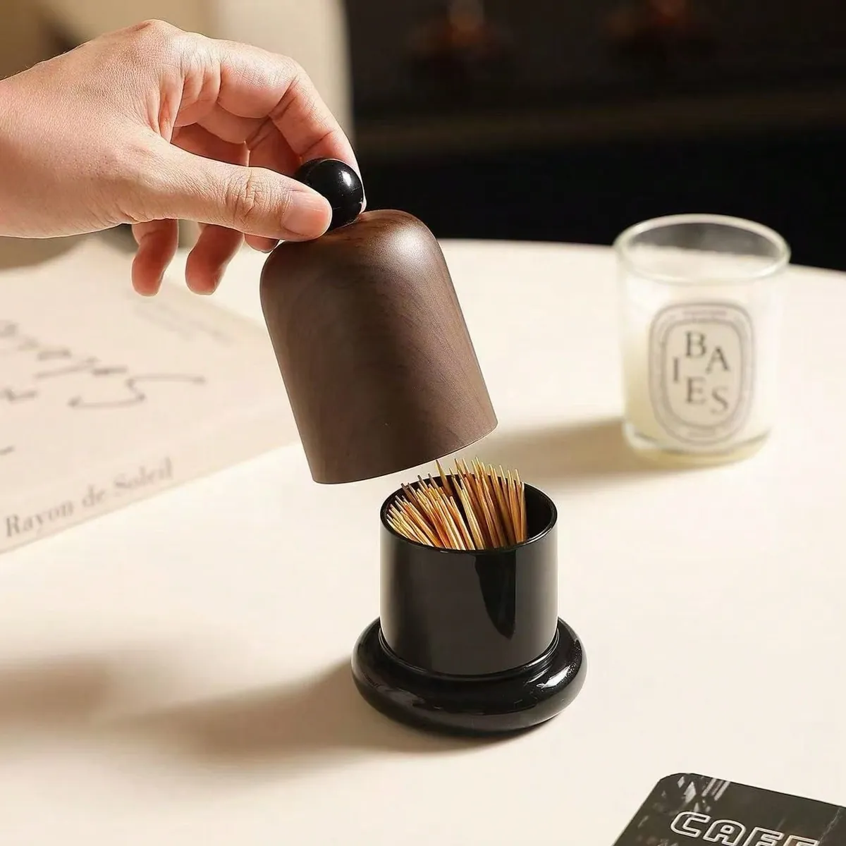 Wooden Toothpick Holder with Lid