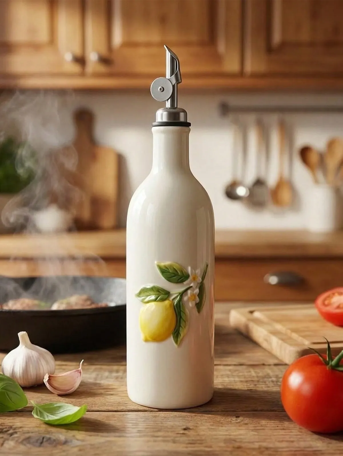 Oil Dispenser Bottle with Lemon Design