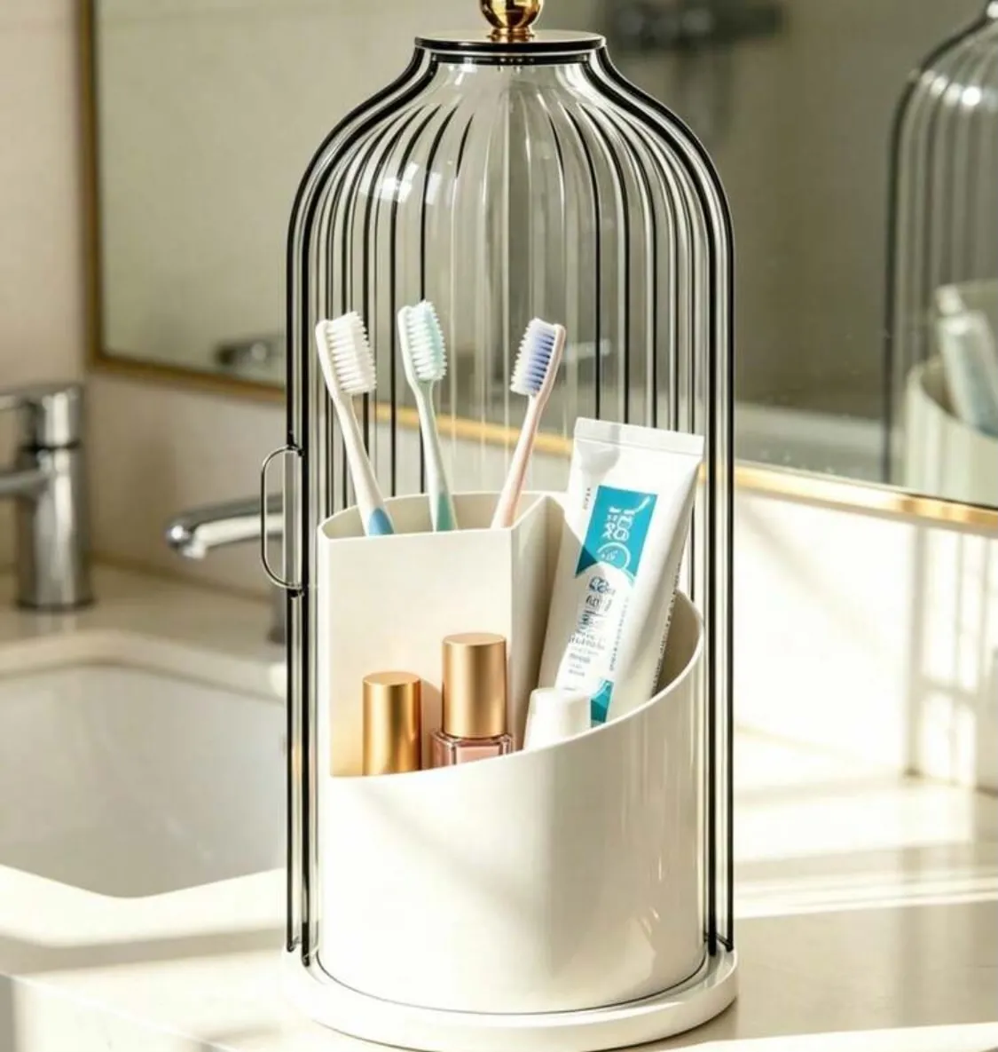 Wall-Mounted Toothbrush and Bathroom Organizer