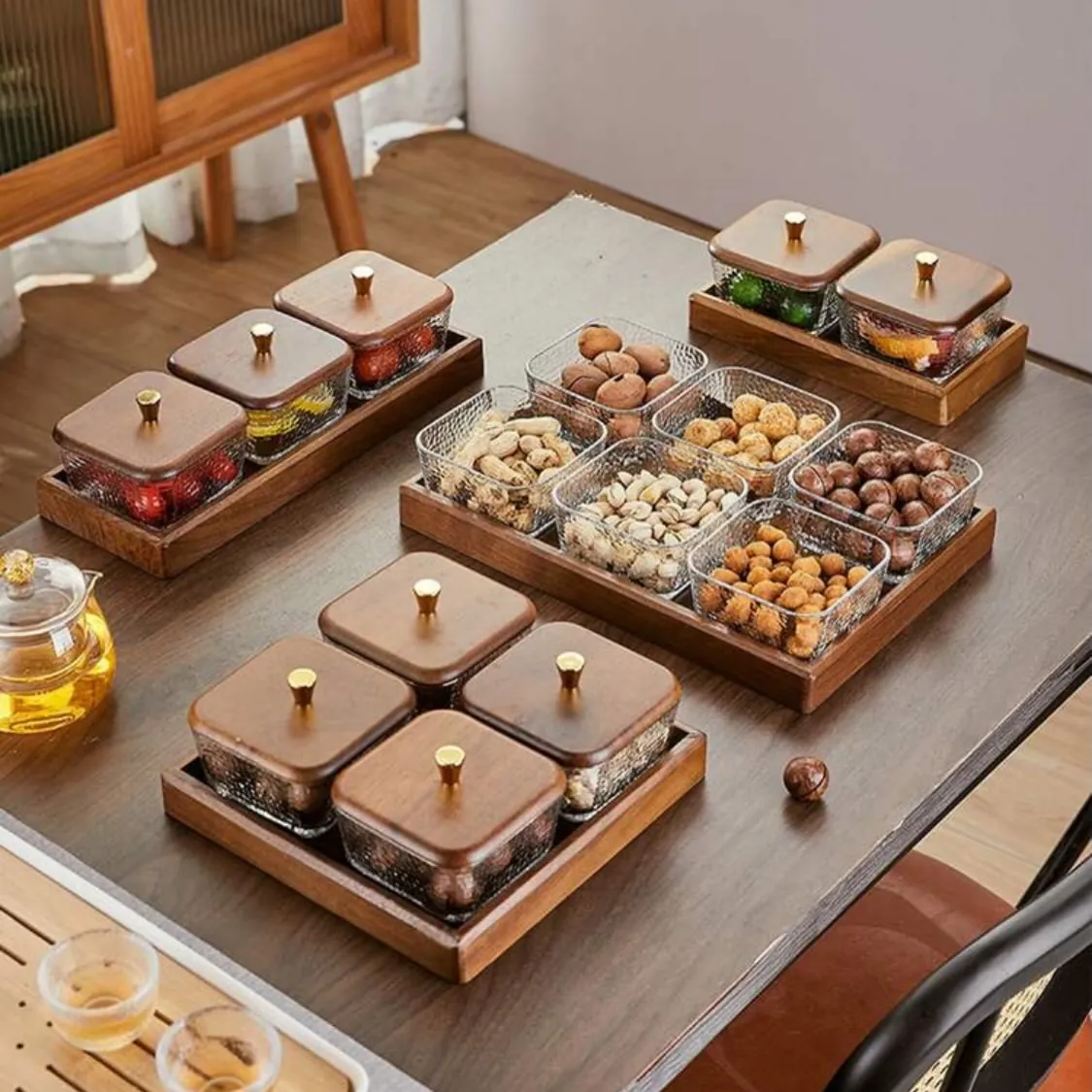 Wooden Nut and Snack Serving Set