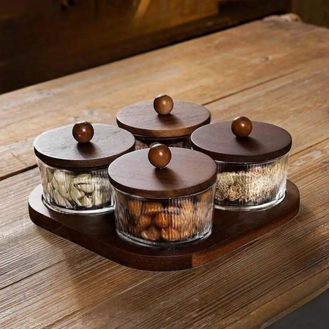 Wooden Nut and Snack Serving Set