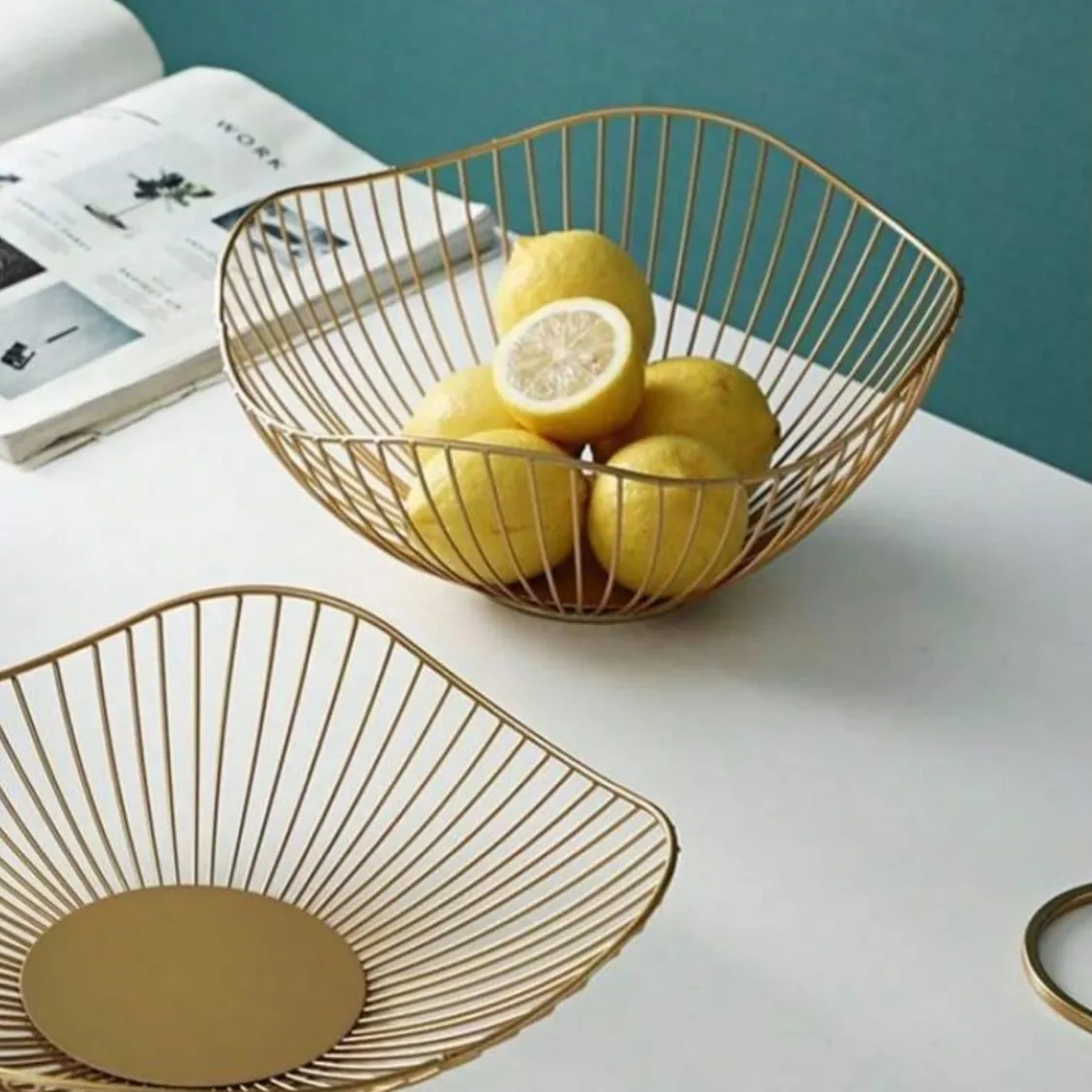 Modern Gold Metal Fruit Bowl