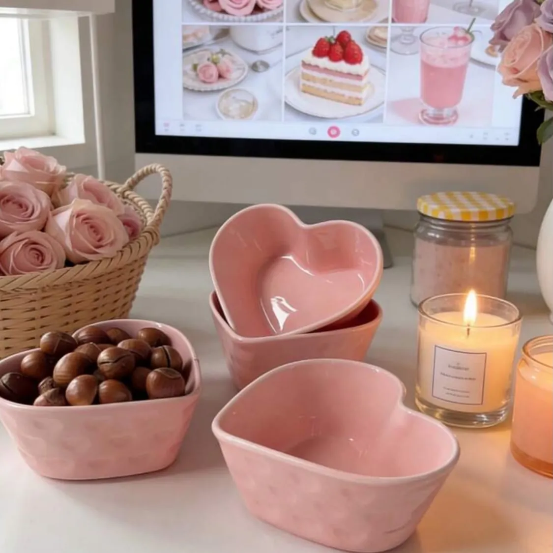 Heart-Shaped Ceramic Bowls