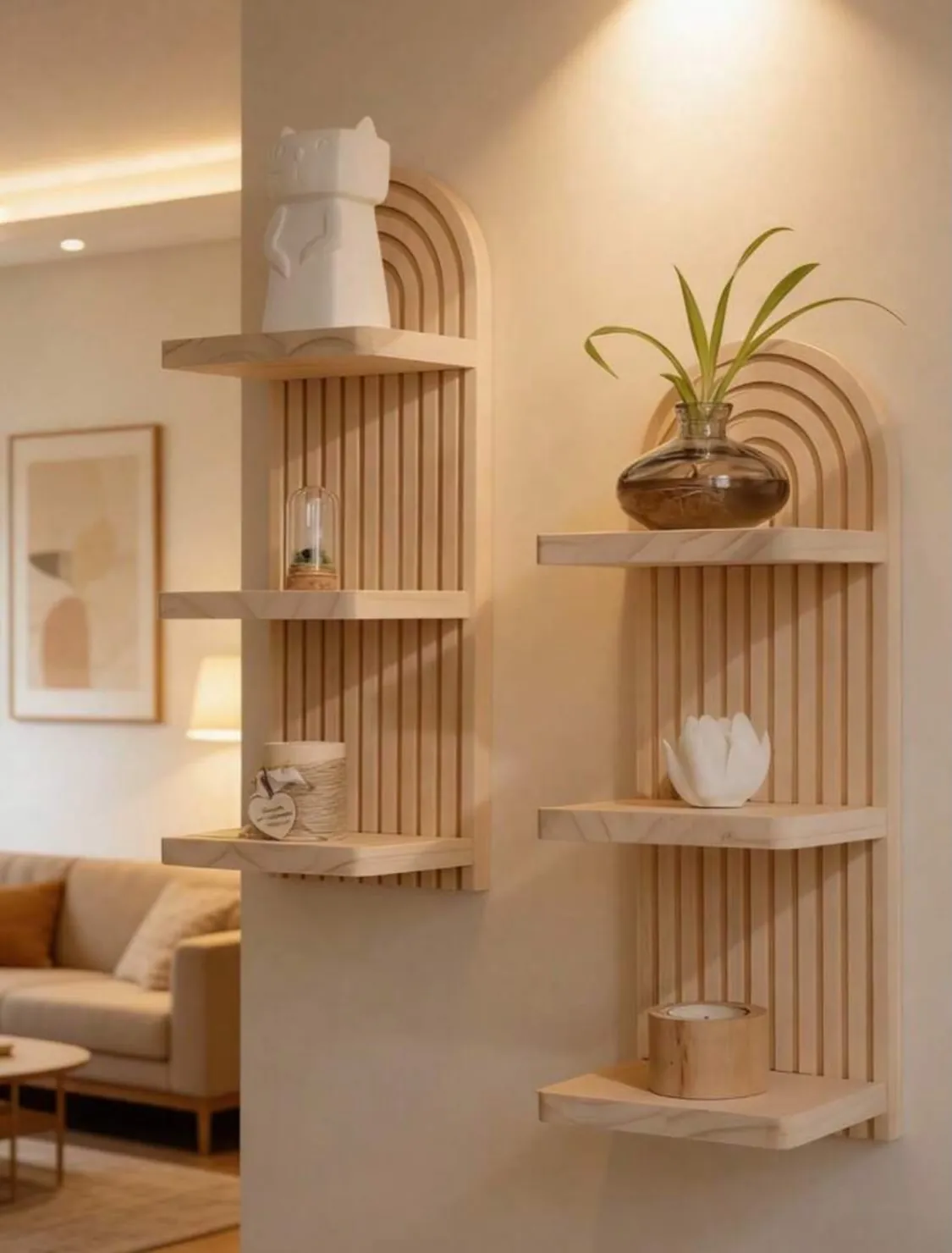 Wall-Mounted Wooden Vases
