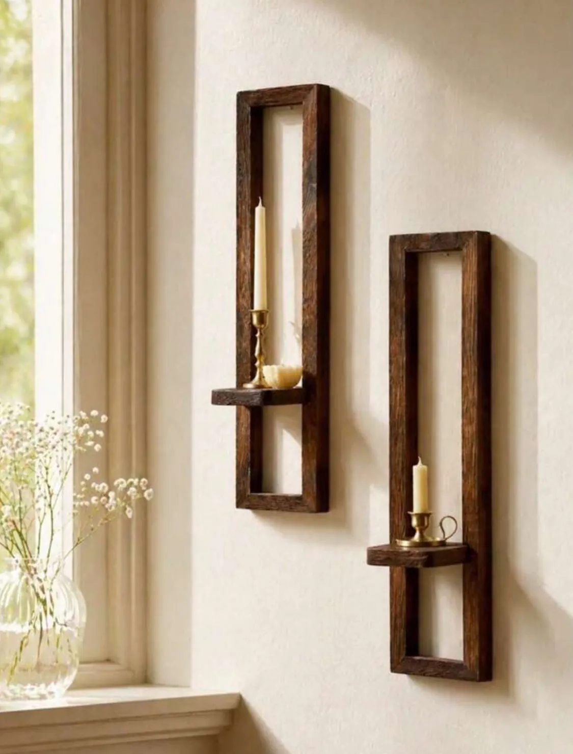 Wall-Mounted Wooden Vases