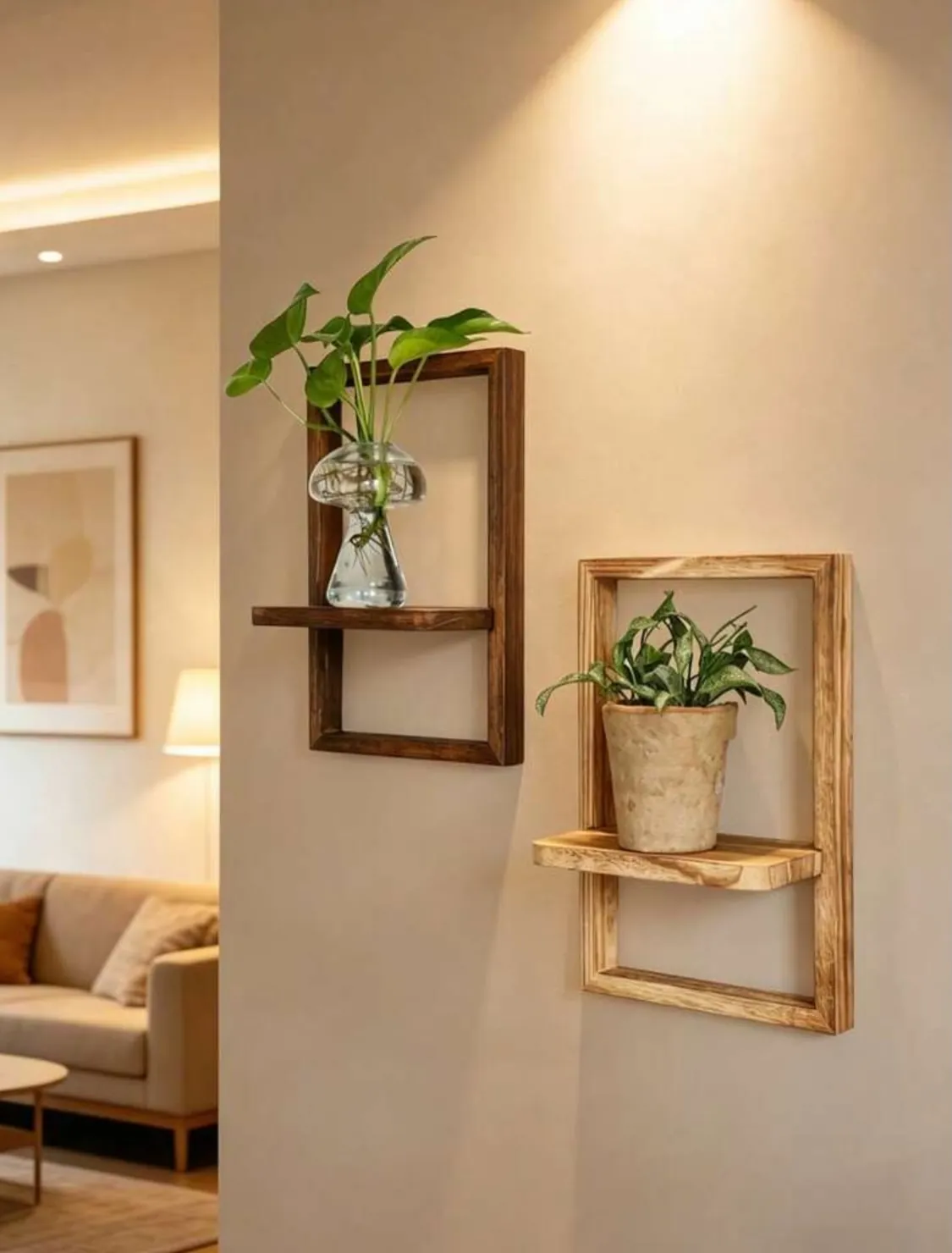 Wall-Mounted Wooden Vases