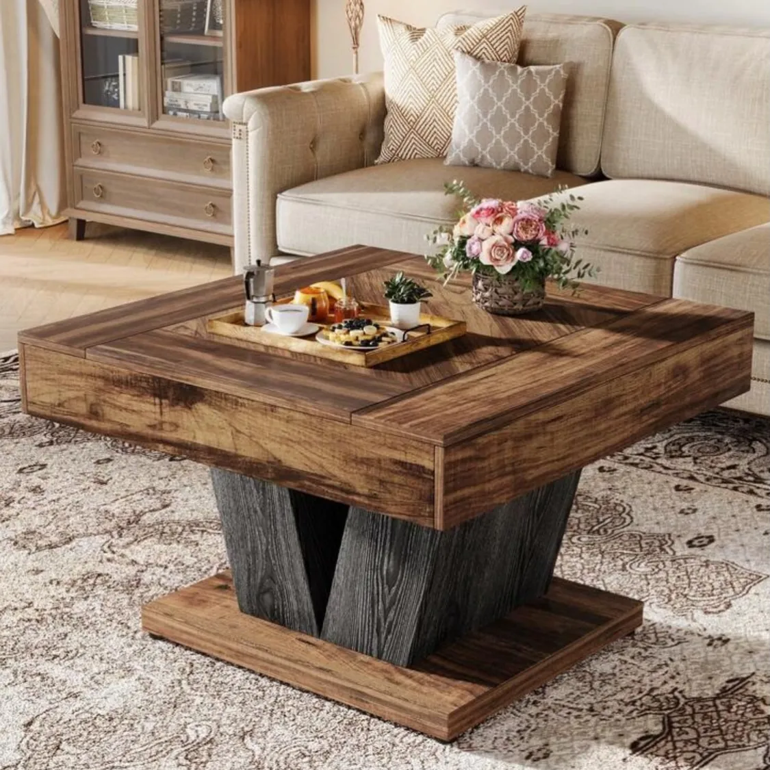 Modern Living Room Sofa and Side Table Set