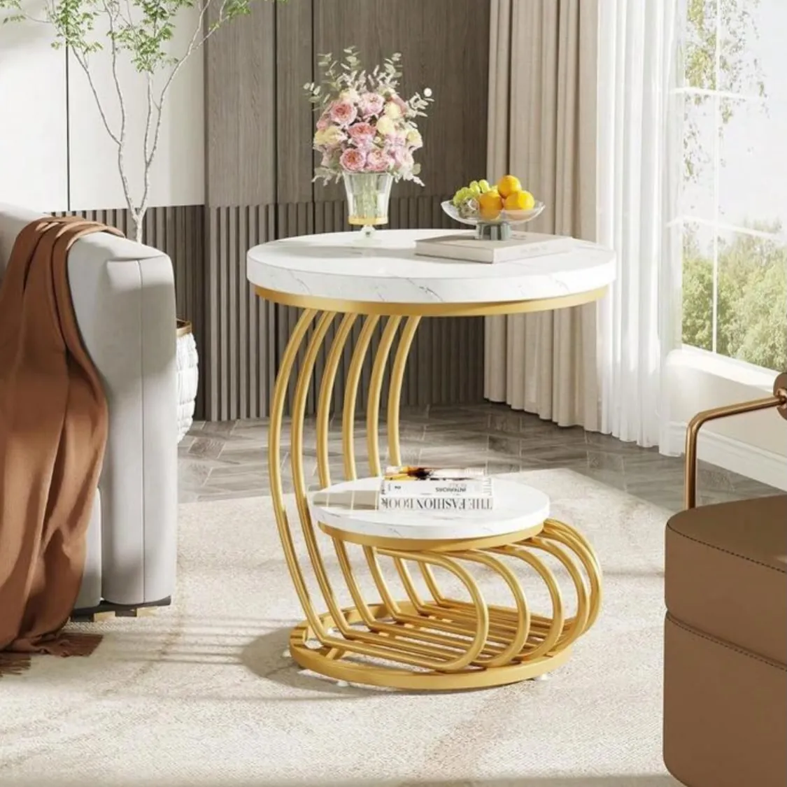 Modern Living Room Sofa and Side Table Set