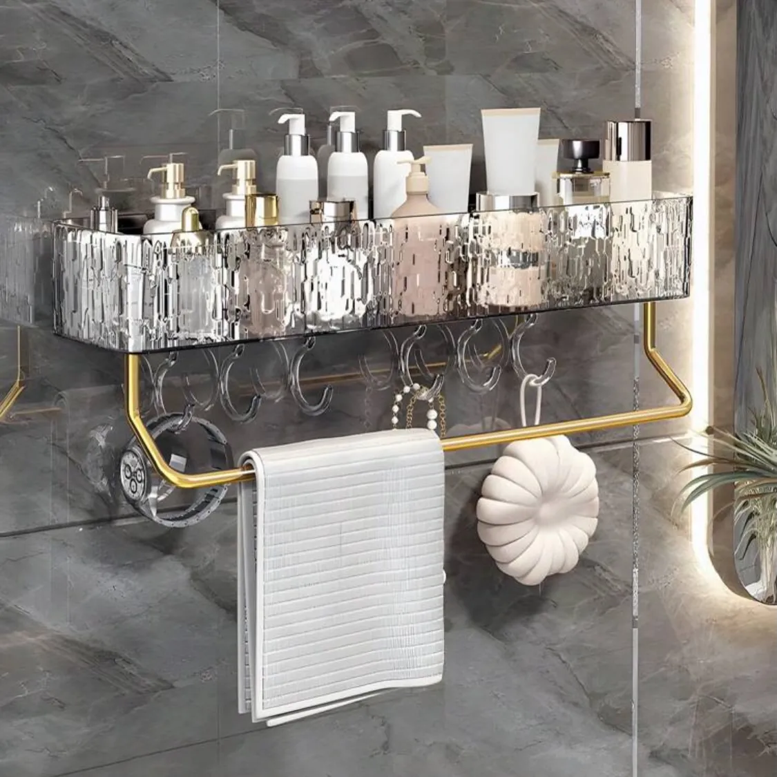 Bathroom Shelf with Towel Rack