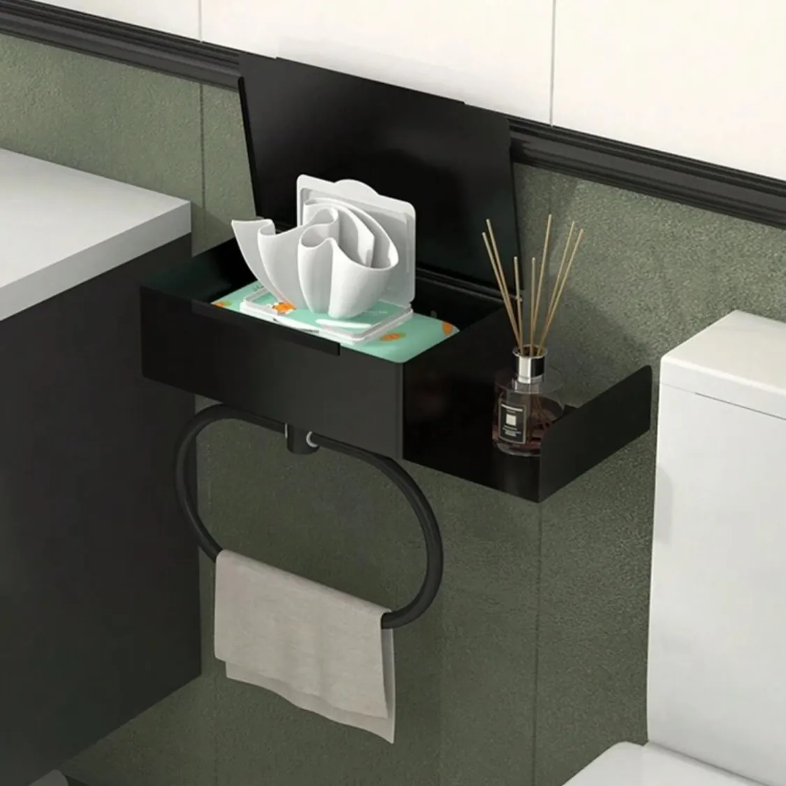 Bathroom Shelf with Towel Rack