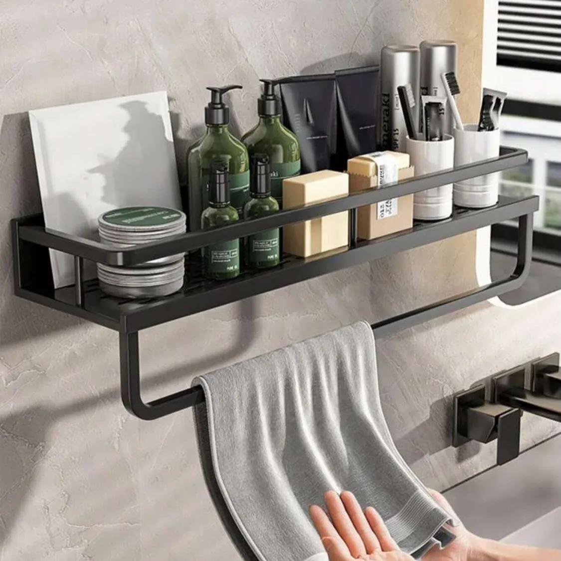 Bathroom Shelf with Towel Rack