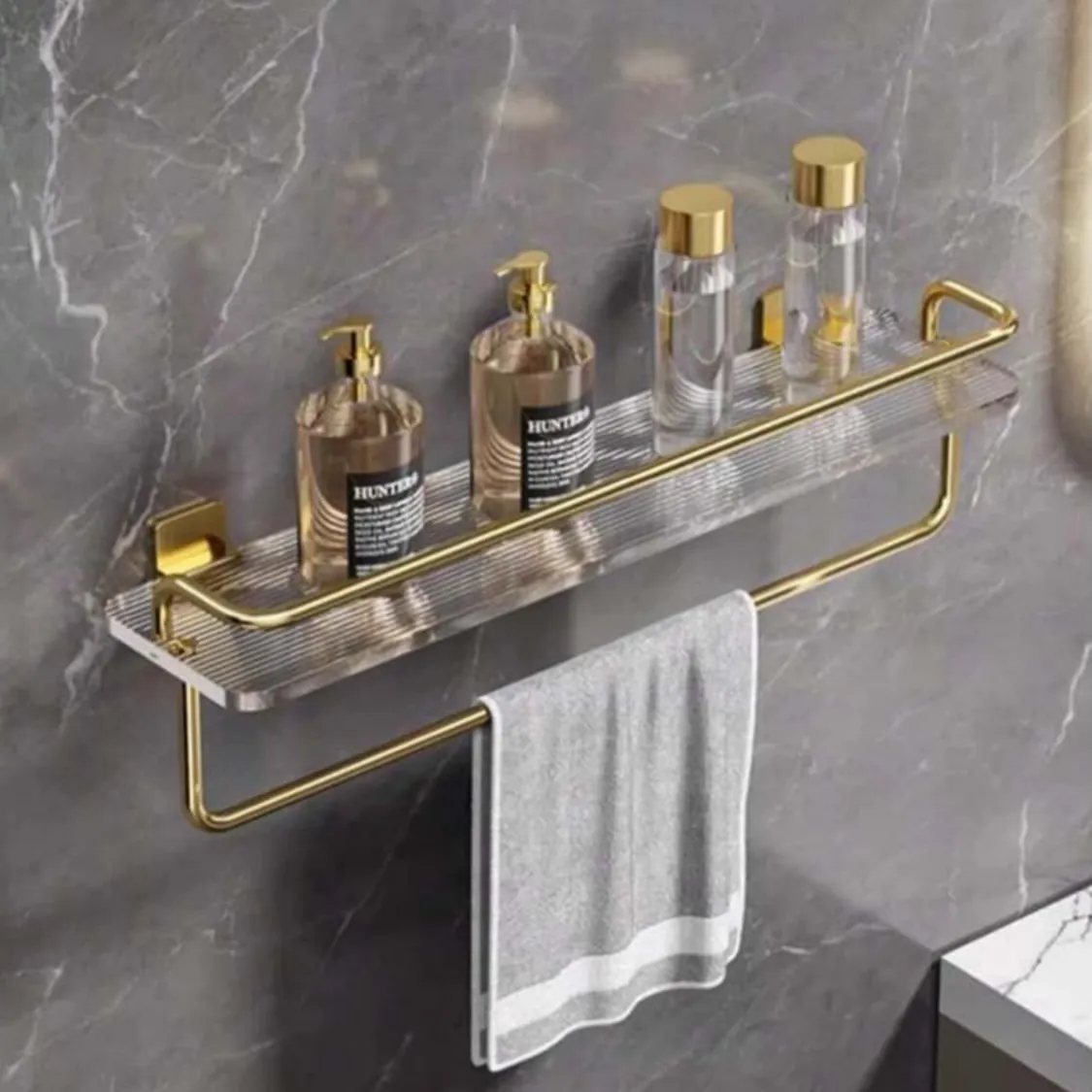 Bathroom Shelf with Towel Rack