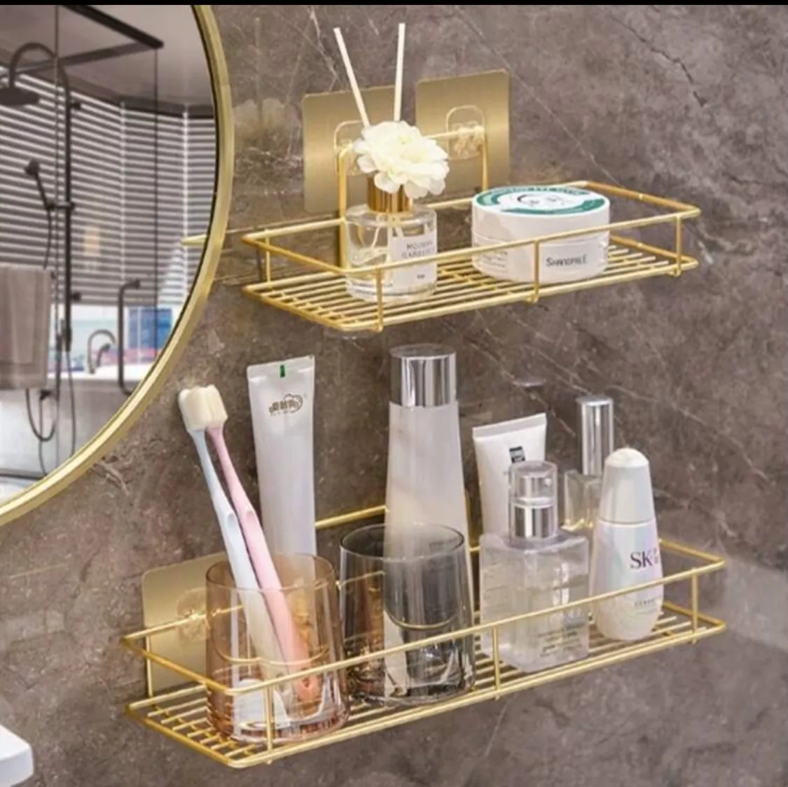 Bathroom Shelf with Towel Rack