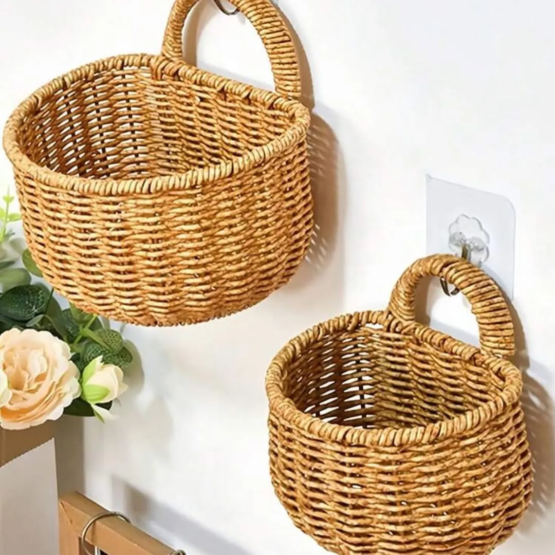 Woven Rattan Bear-Shaped Wall Shelf