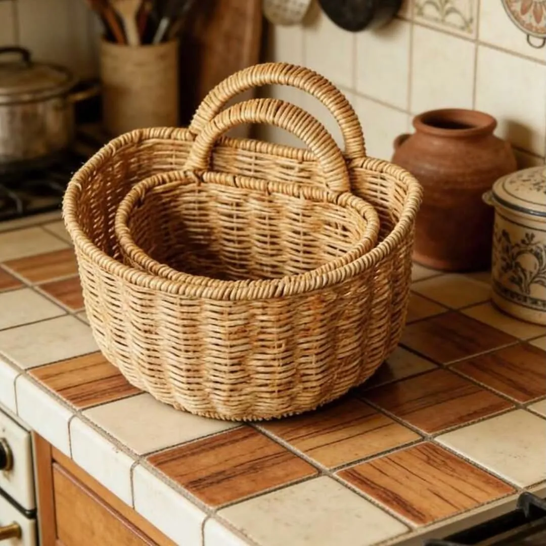 Woven Rattan Bear-Shaped Wall Shelf