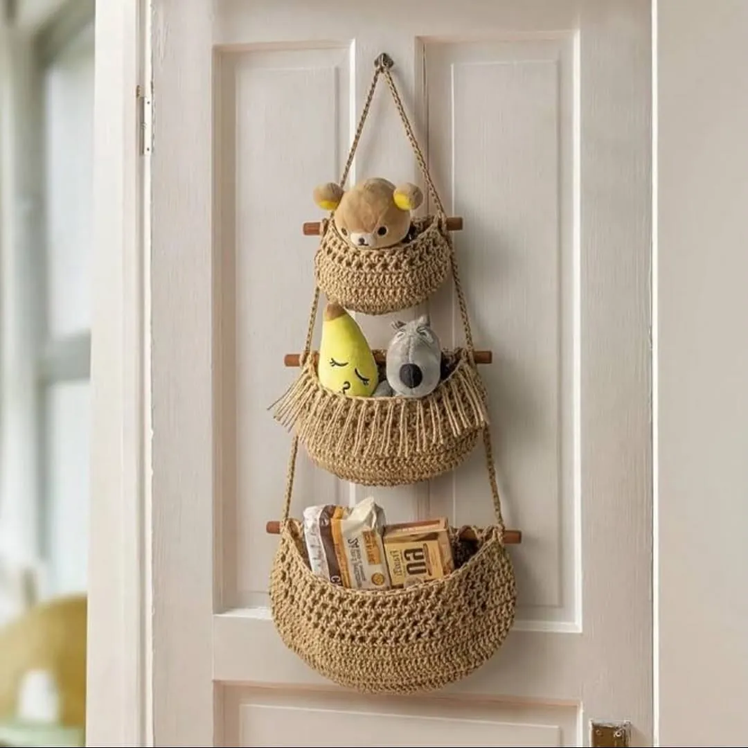 Woven Rattan Bear-Shaped Wall Shelf