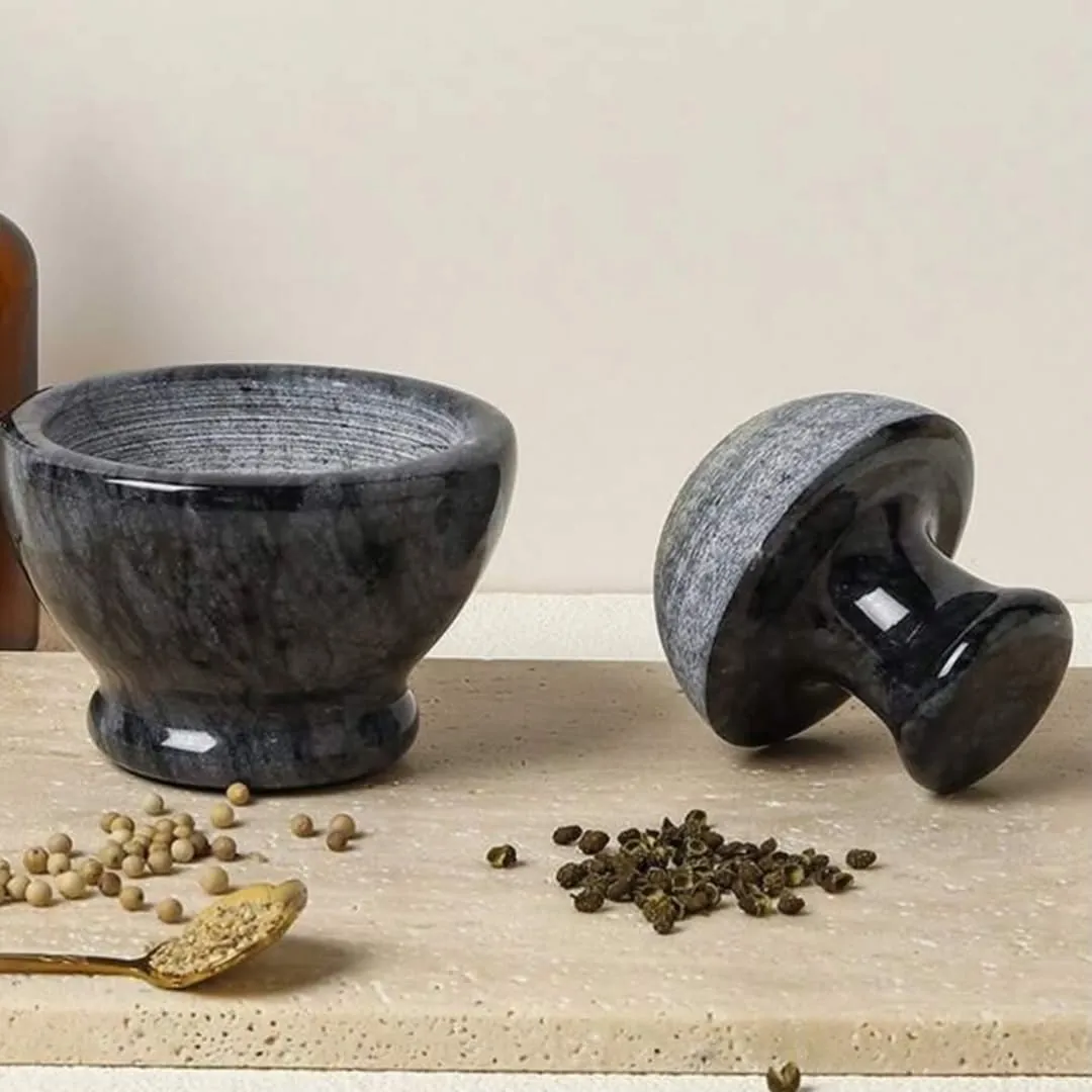 Black Speckled Mortar and Pestle Set