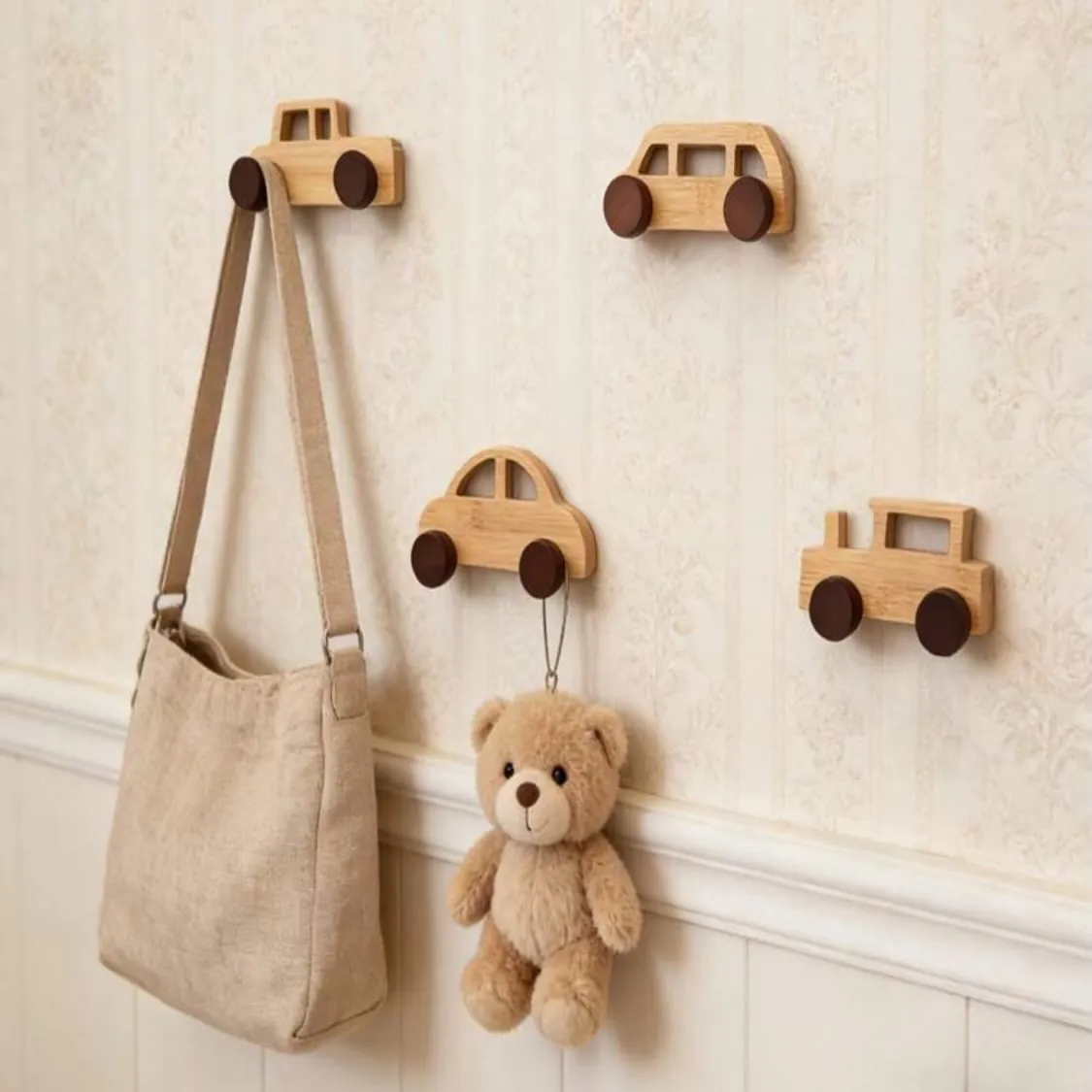 Wooden Car-Shaped Wall Hooks