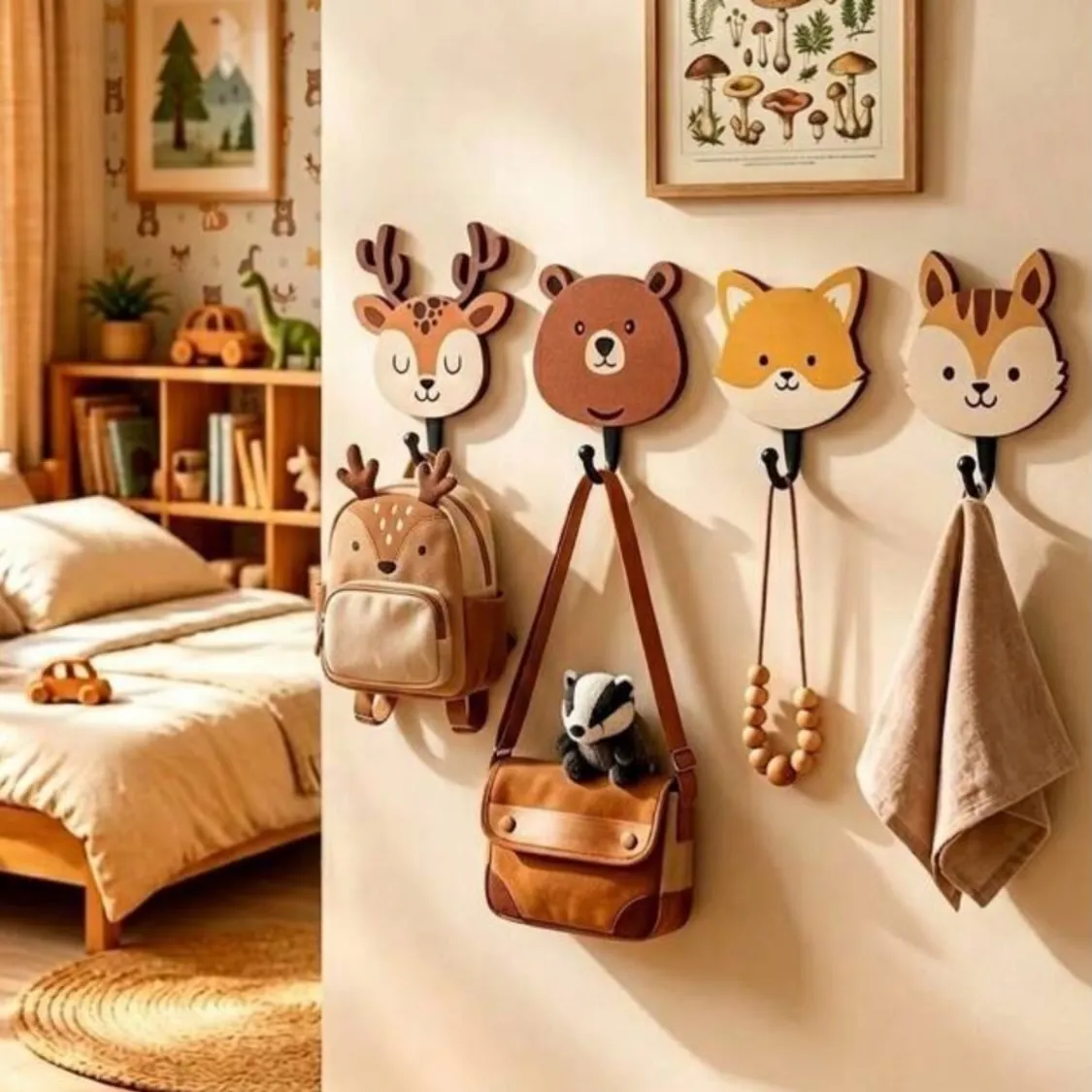 Wooden Car-Shaped Wall Hooks